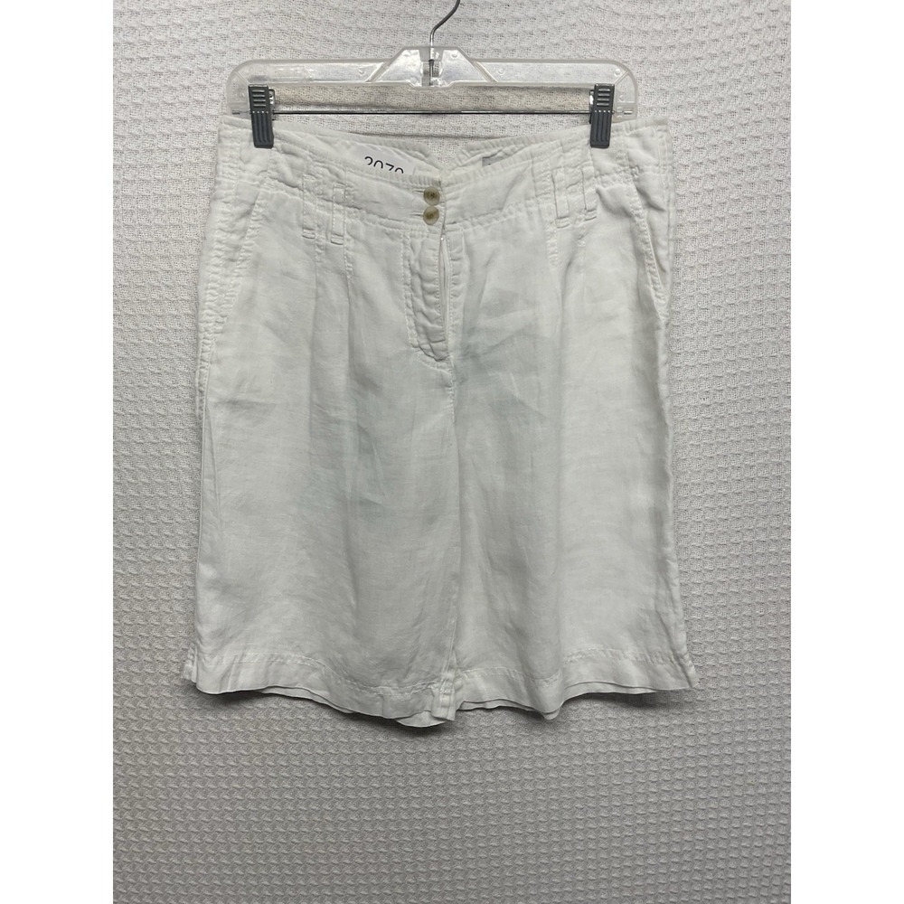 Franco Callegari White 100% Linen Shorts Size 38 Inseam 10"Beachy